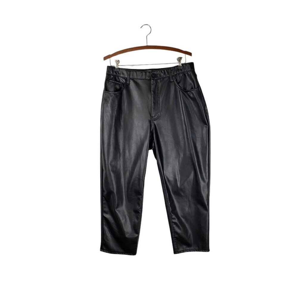 Abercrombie Curve Love Ankle Straight Ultra High Rise Vegan Leather Pants 32/14S